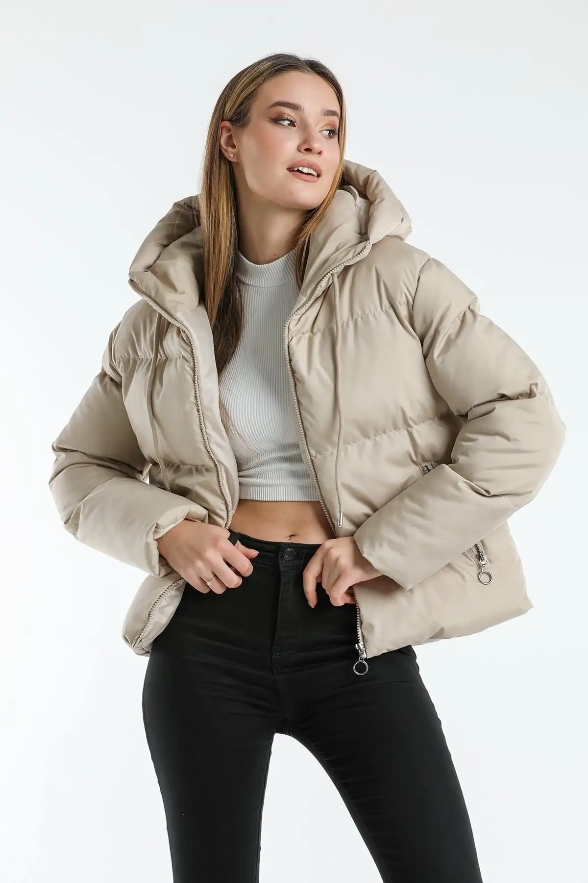 ژاکت پفی کلاهدار Ac-y50230lnw برند   Weyeze(وایزه) به رنگ   قهوه ای