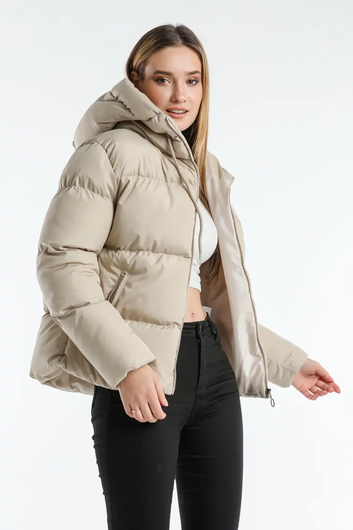 ژاکت پفی کلاهدار Ac-y50230lnw برند   Weyeze(وایزه) به رنگ   قهوه ای