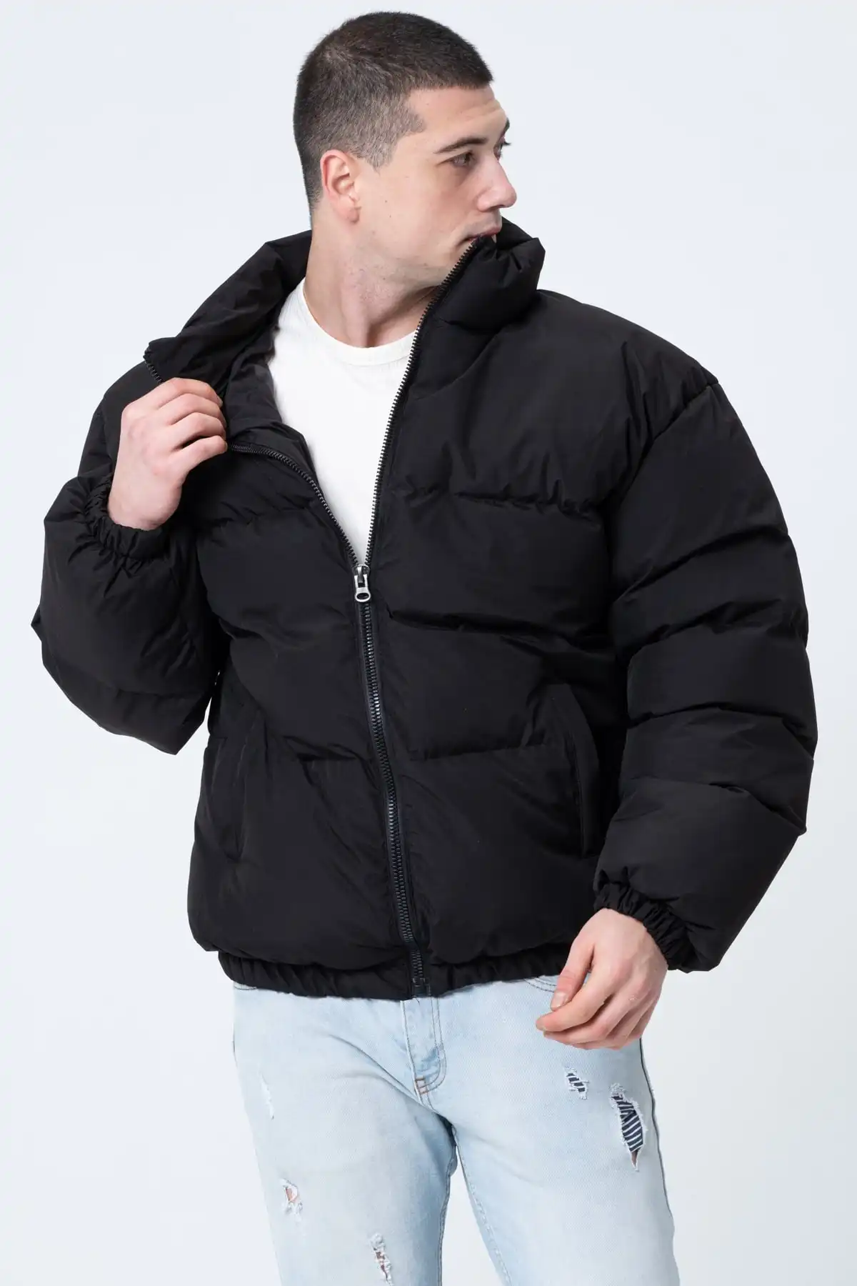 یونیسکس باران ضد باد بمب افکن بزرگ کت کت کت ضد آب برند   GAREN-GAREN به رنگ  مشکی