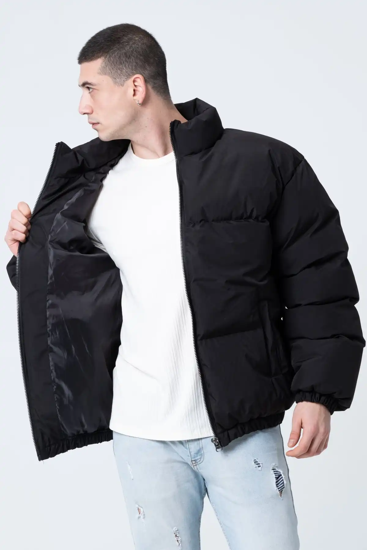 یونیسکس باران ضد باد بمب افکن بزرگ کت کت کت ضد آب برند   GAREN-GAREN به رنگ  مشکی