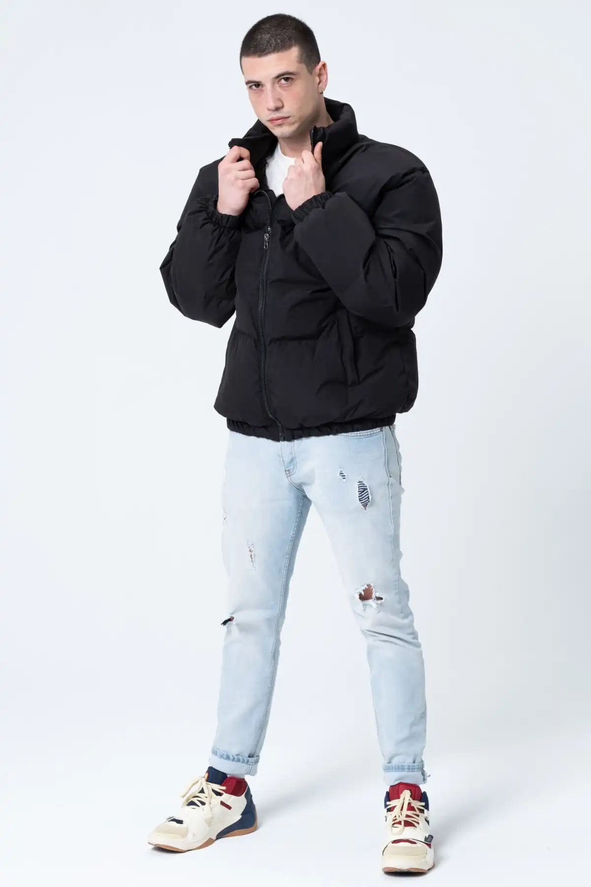 یونیسکس باران ضد باد بمب افکن بزرگ کت کت کت ضد آب برند   GAREN-GAREN به رنگ  مشکی