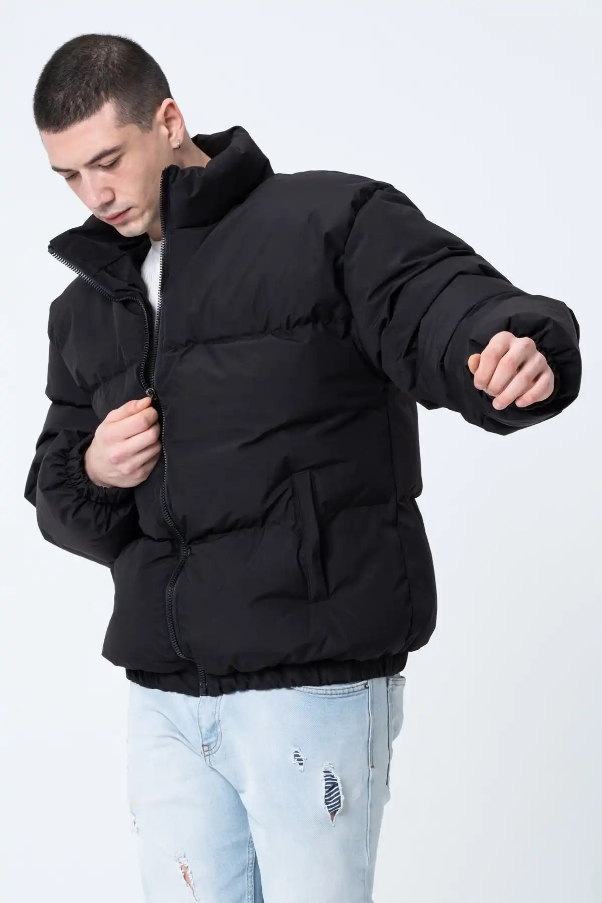 یونیسکس باران ضد باد بمب افکن بزرگ کت کت کت ضد آب برند   GAREN-GAREN به رنگ  مشکی