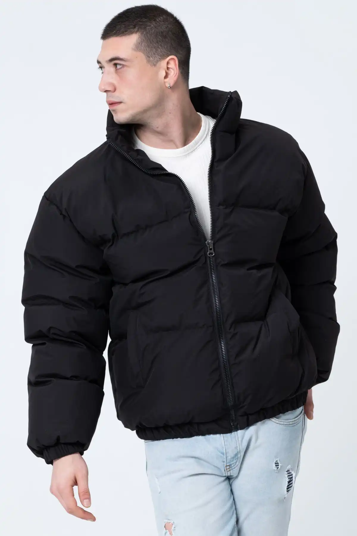 یونیسکس باران ضد باد بمب افکن بزرگ کت کت کت ضد آب برند   GAREN-GAREN به رنگ  مشکی