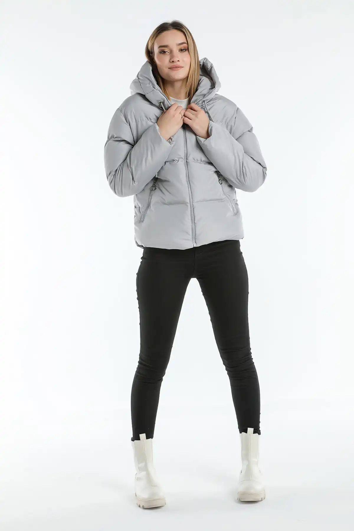 ژاکت پفی کلاهدار Ac-y50230lnw برند   Weyeze(وایزه) به رنگ  خاکستری