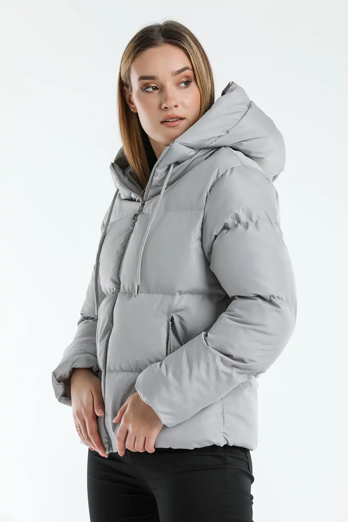 ژاکت پفی کلاهدار Ac-y50230lnw برند   Weyeze(وایزه) به رنگ  خاکستری