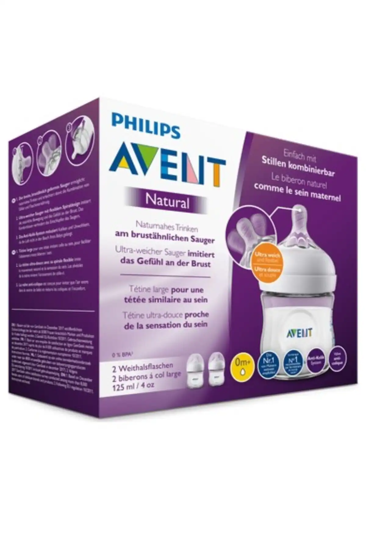 ست بطری طبیعی Pp نوزاد فلو 125 میلی لیتر برند   Philips Avent(فیلیپس اونت) به رنگ   در دسته پستانک