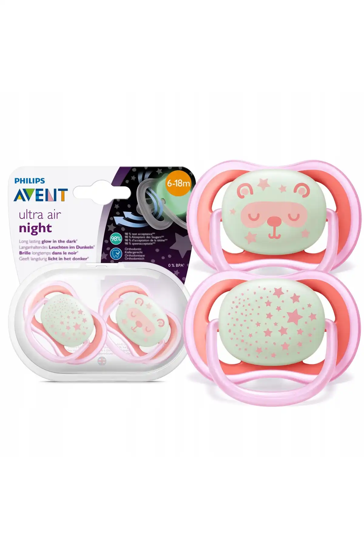 Ultra Air Glow in the Dark Pascifier 6 18 Months برند   Philips Avent(فیلیپس اونت) به رنگ   در دسته پستانک
