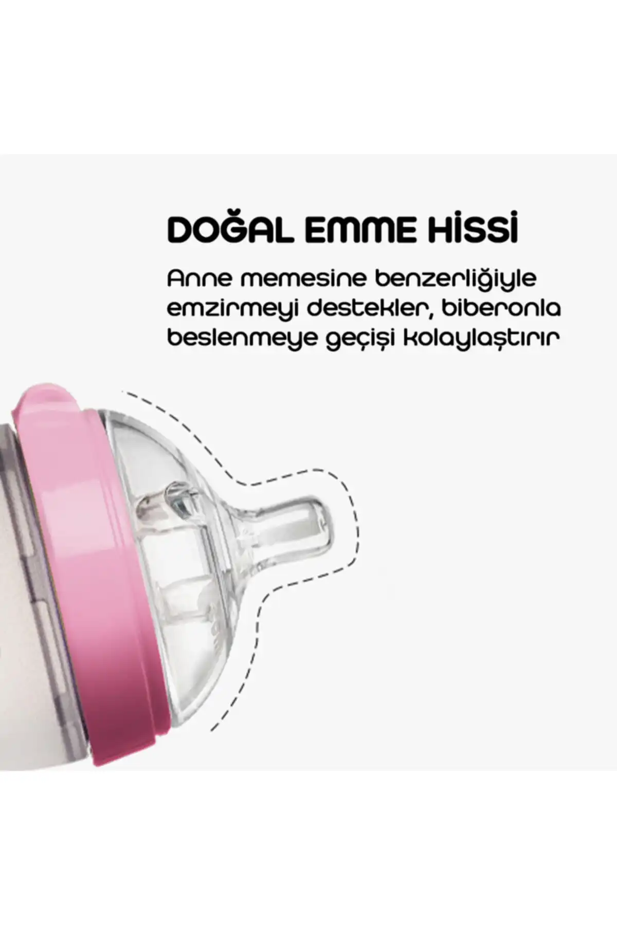 شیشه شیر سیلیکونی ضد کولیک 150 میلی لیتری صورتی - جریان آهسته (0-3 ماه) نوزاد برند   به رنگ   در دسته پستانک