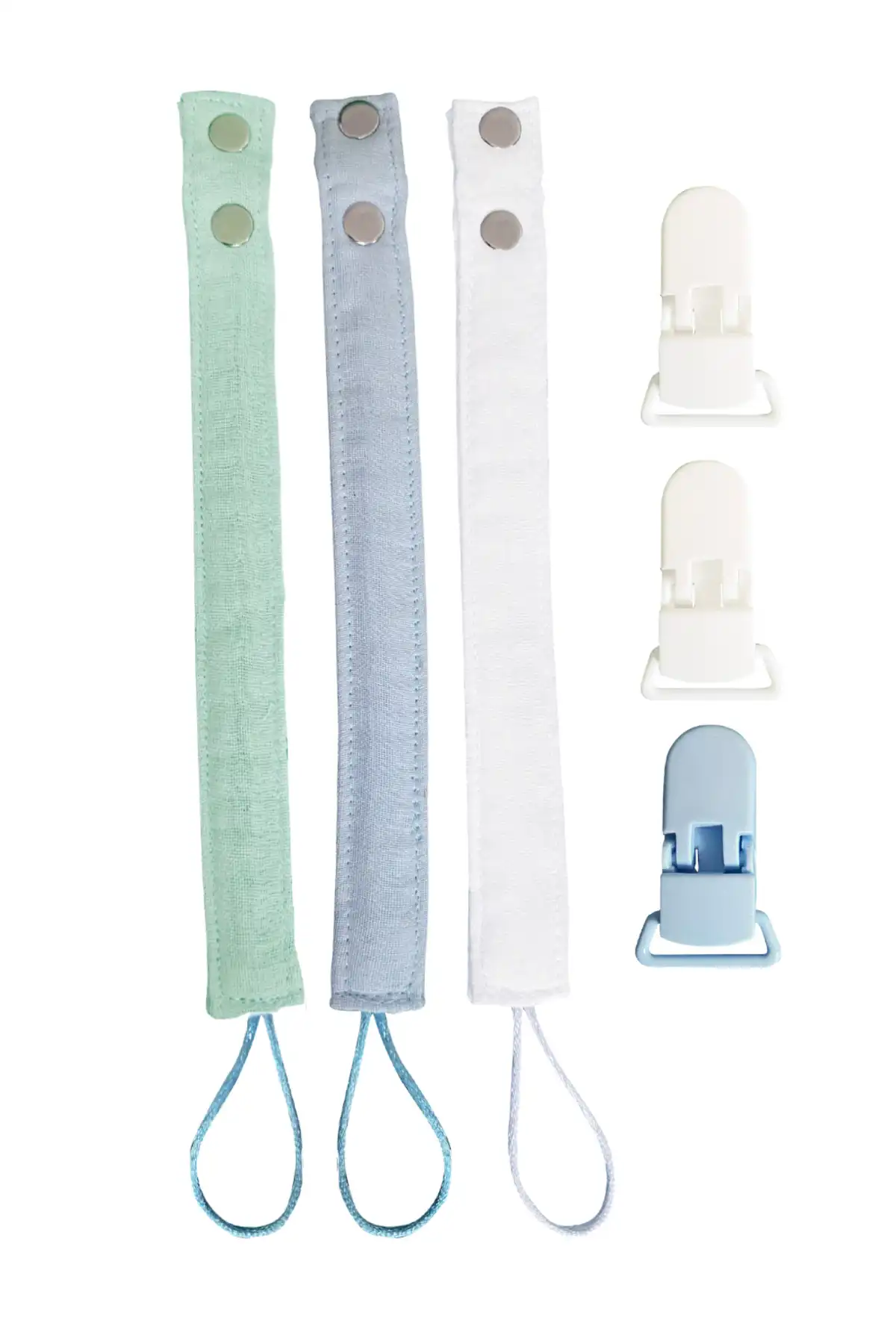 گیره پلاستیکی بند 3 تکه پنبه ای موسلین برای پستانک بچه نگهدارنده پستانک / زنجیر پستانک برند   به رنگ   در دسته پستانک