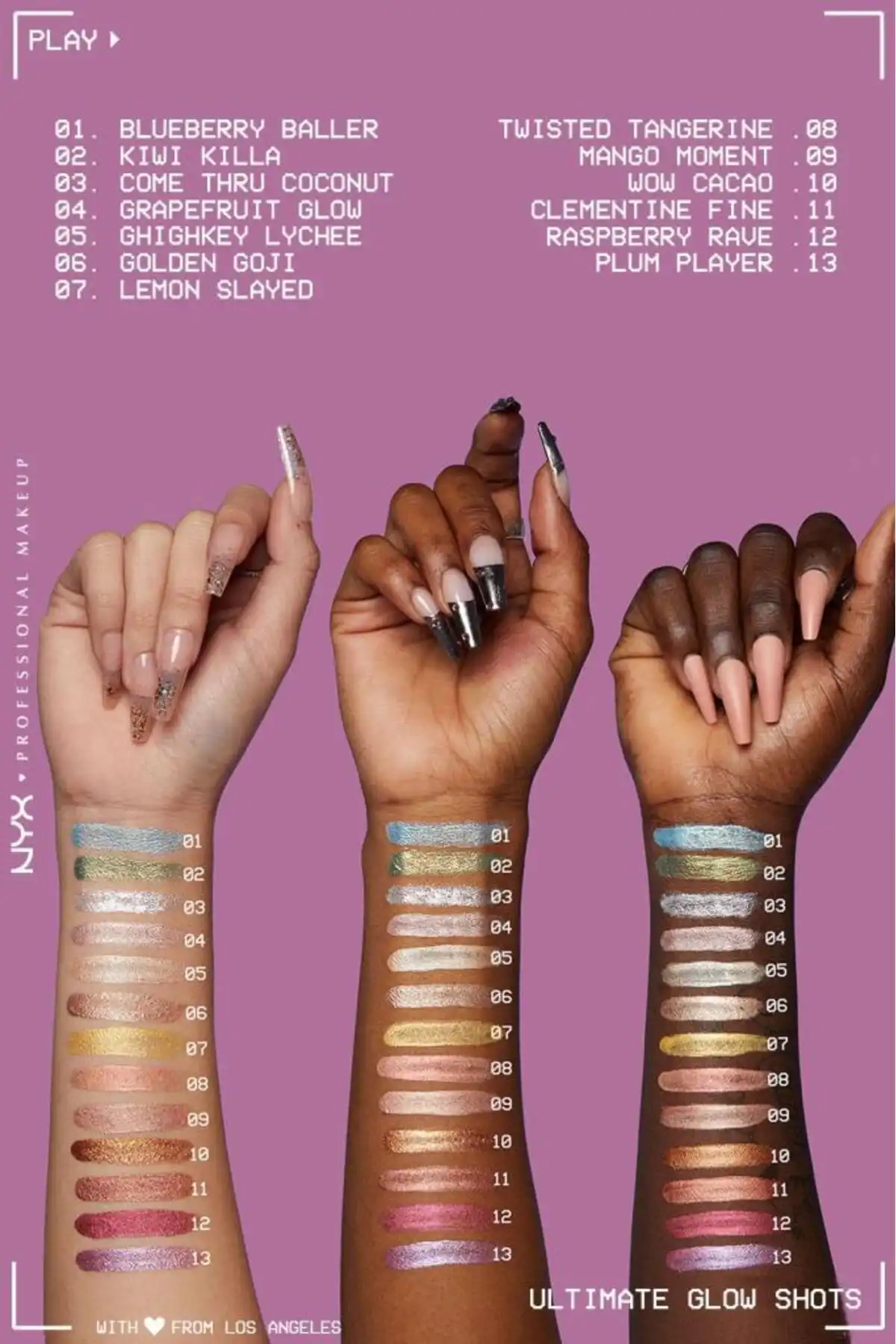 سایه چشم مایع شیمر شات Ultimate Glow Shots - گریپ فروت درخشش 04 برند   NYX Professional Makeup(آرایش حرفه ای NYX) به رنگ  بورگوندی