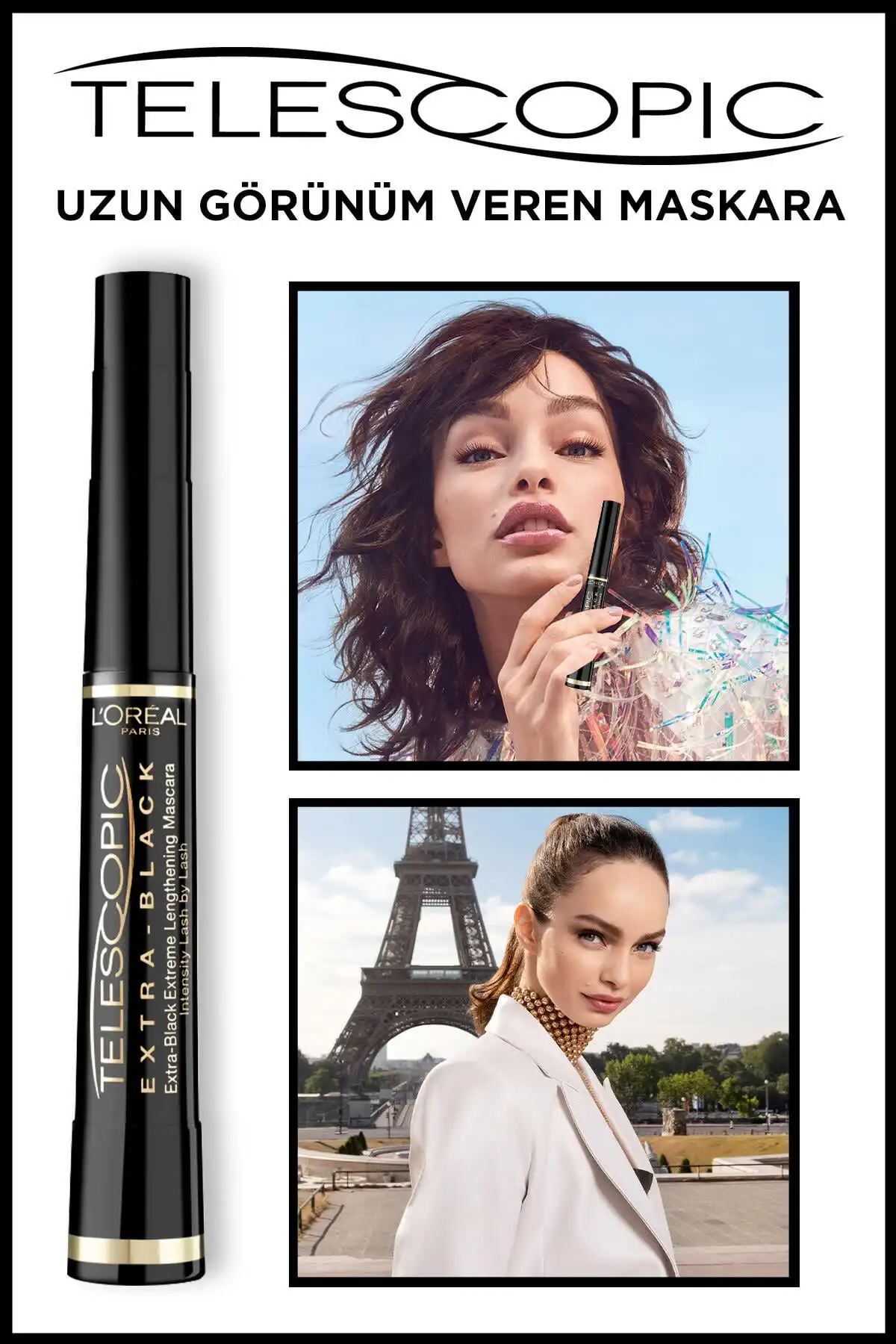 ریمل تلسکوپی Carbon Extra Black - مشکی برند   L'Oreal Paris(لورآل پاریس) به رنگ  سفید