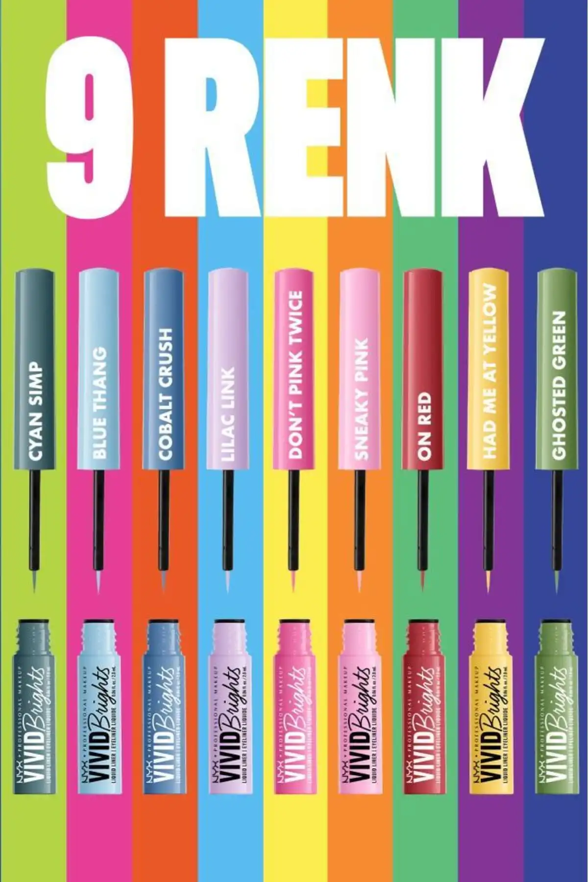 خط چشم مایع Vivid Brights - Ghosted Green برند   NYX Professional Makeup(آرایش حرفه ای NYX) به رنگ  سبز