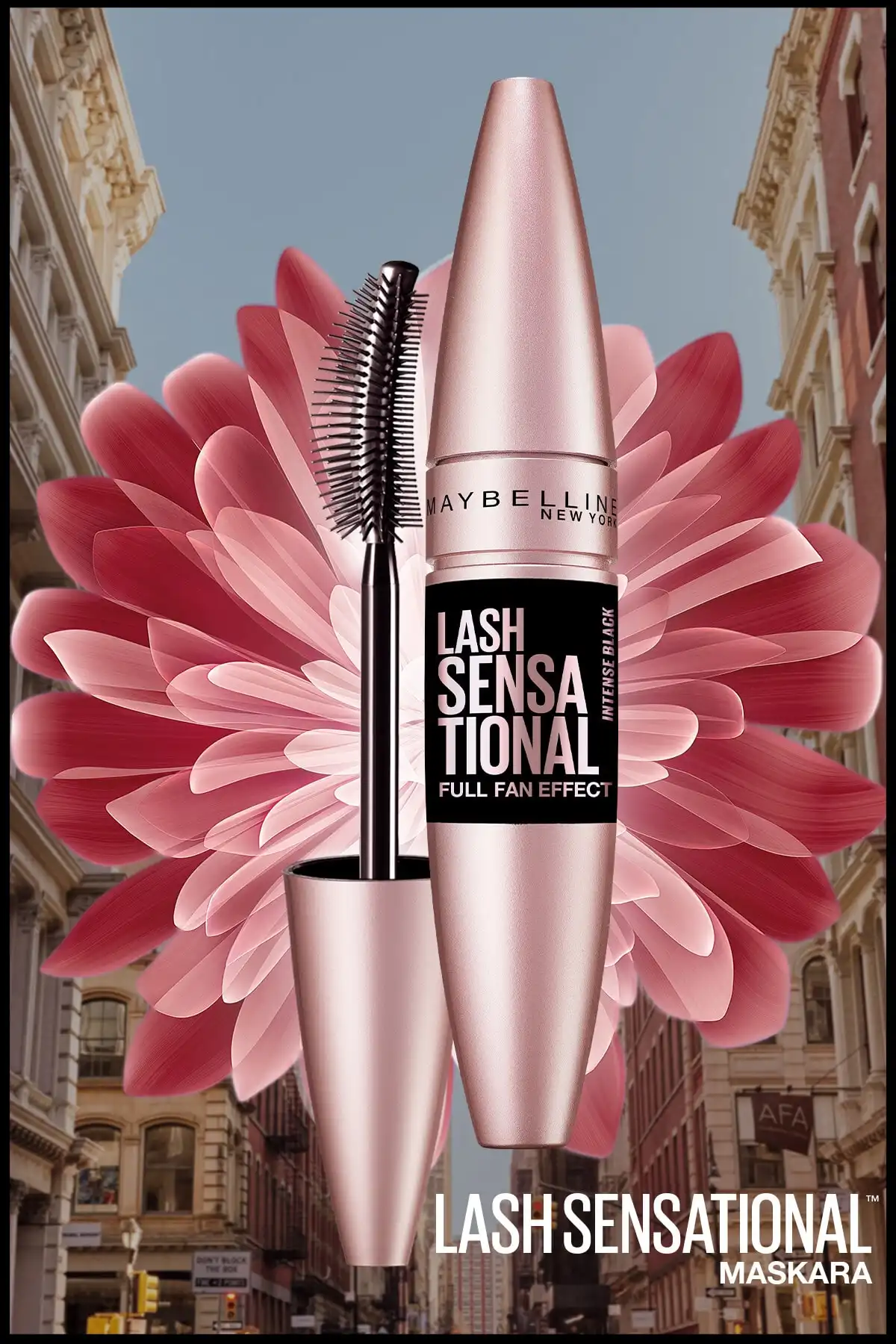 ریمل مشکی شدید لش Sensational با جلوه فن - مشکی فوق العاده برند   Maybelline New York(میبلین نیویورک) به رنگ  مشکی