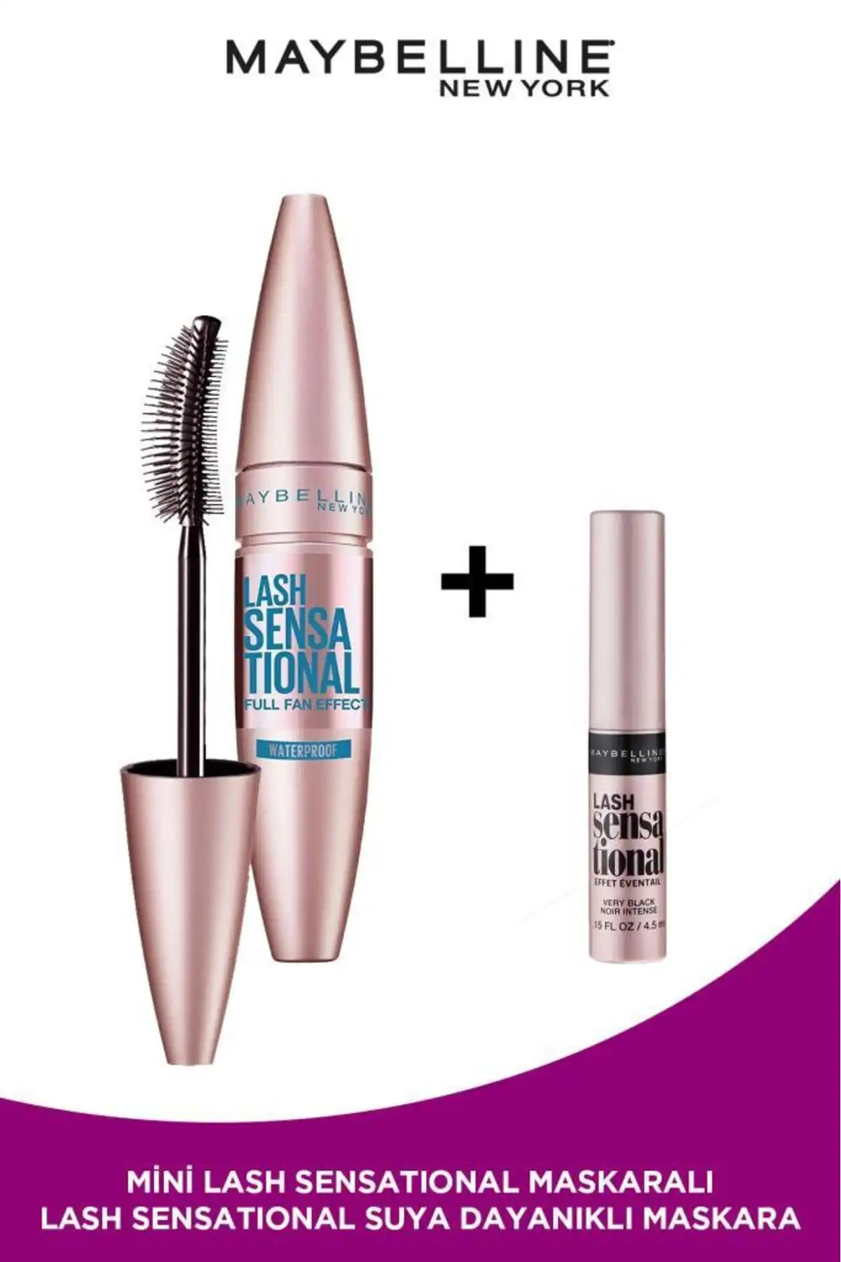 ریمل مشکی ضدآب Lash Sensational با جلوه فن و تقویت کننده; ریمل Mini Lash Sensational 4.5 ML برند   Maybelline New York(میبلین نیویورک) به رنگ  مشکی