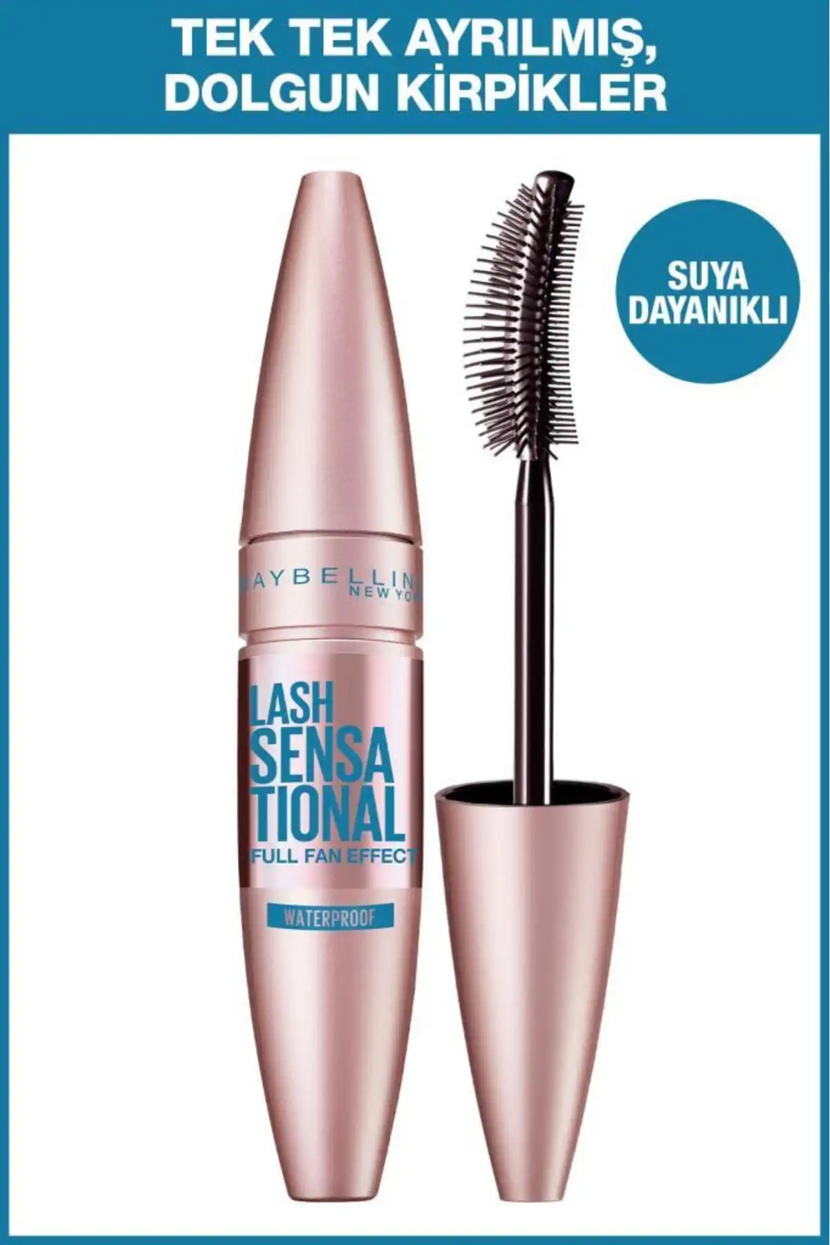 ریمل مشکی ضدآب Lash Sensational با جلوه فن و تقویت کننده; ریمل Mini Lash Sensational 4.5 ML برند   Maybelline New York(میبلین نیویورک) به رنگ  مشکی