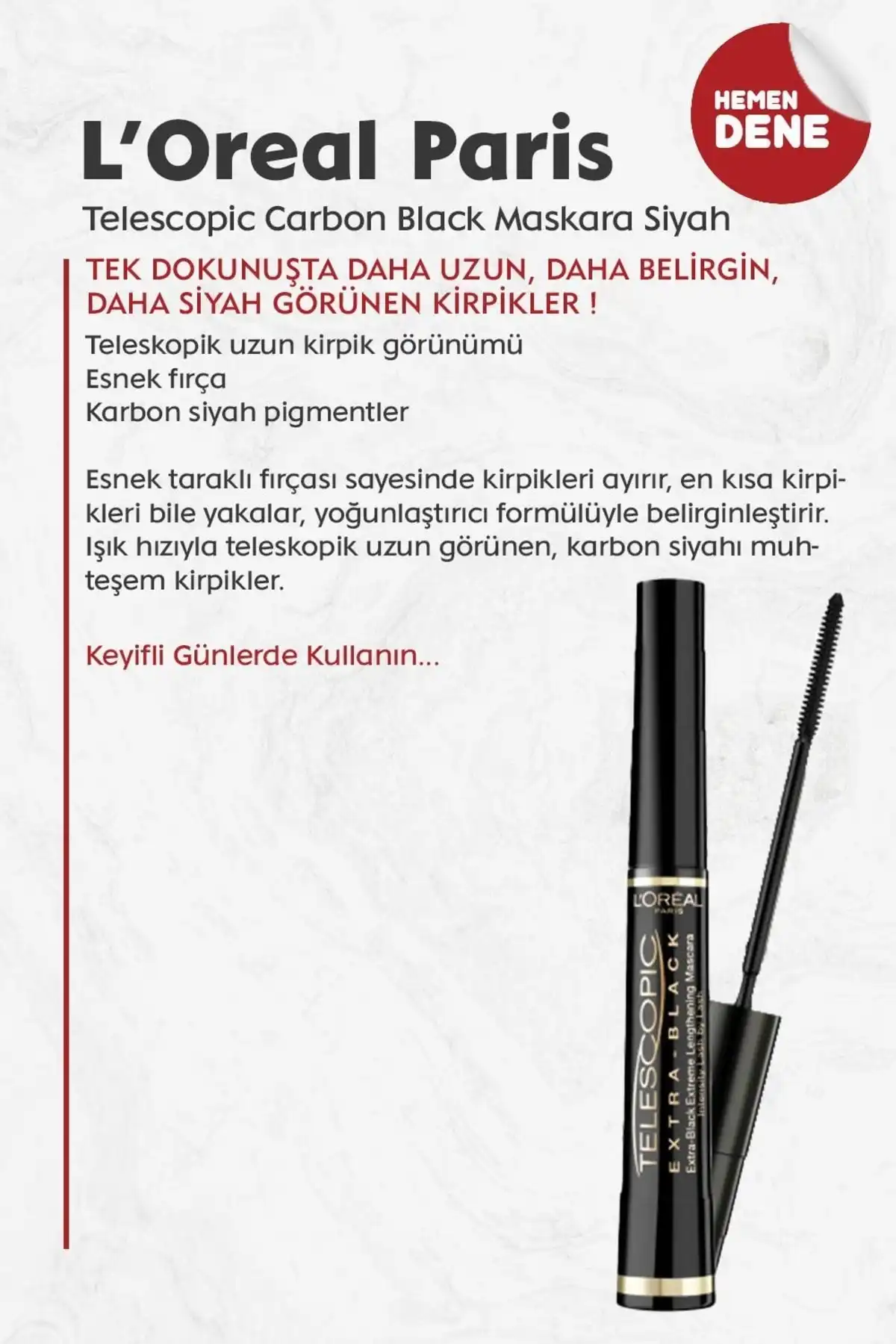 ریمل تلسکوپی کربن بلک مشکی برند   L'Oreal Paris(لورآل پاریس) به رنگ  