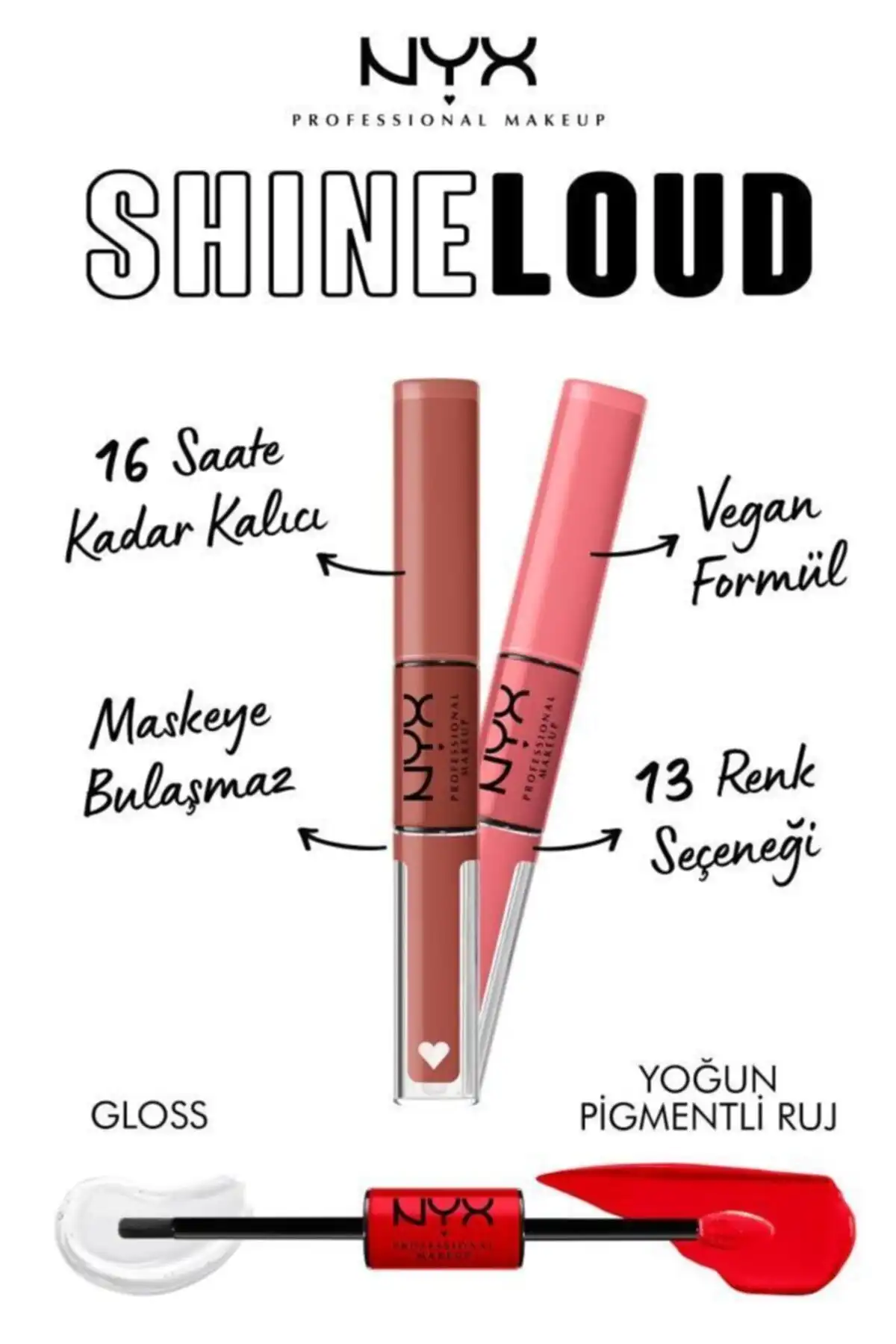 Shine Loud High Shine Lip Color Ambition Statement - Lip Gloss برند   NYX Professional Makeup(آرایش حرفه ای NYX) به رنگ   صورتی