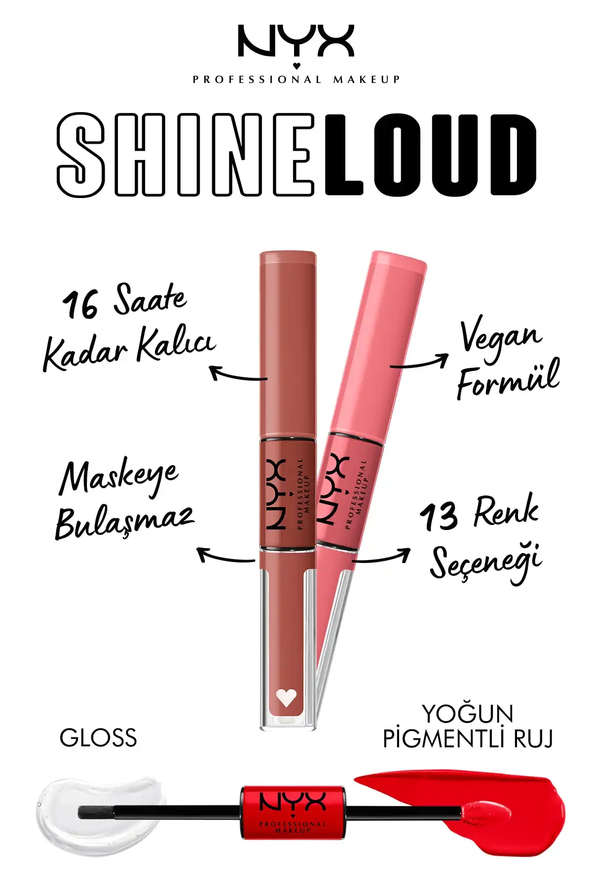 Shine Loud High Shine Lip Color Ambition Statement - Lip Gloss برند   NYX Professional Makeup(آرایش حرفه ای NYX) به رنگ   صورتی