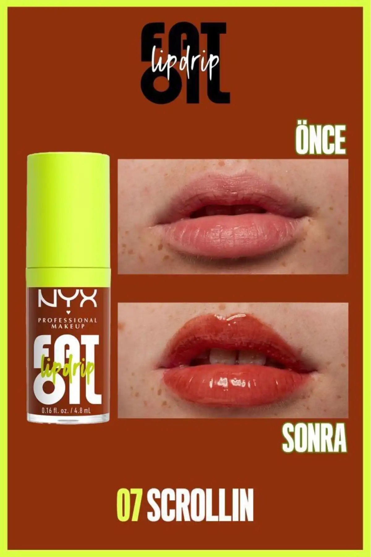 روغن لب چربی دریپ روغن لب شاین - اسکرول برند   NYX Professional Makeup(آرایش حرفه ای NYX) به رنگ   قهوه ای در دسته حالت دهنده مو