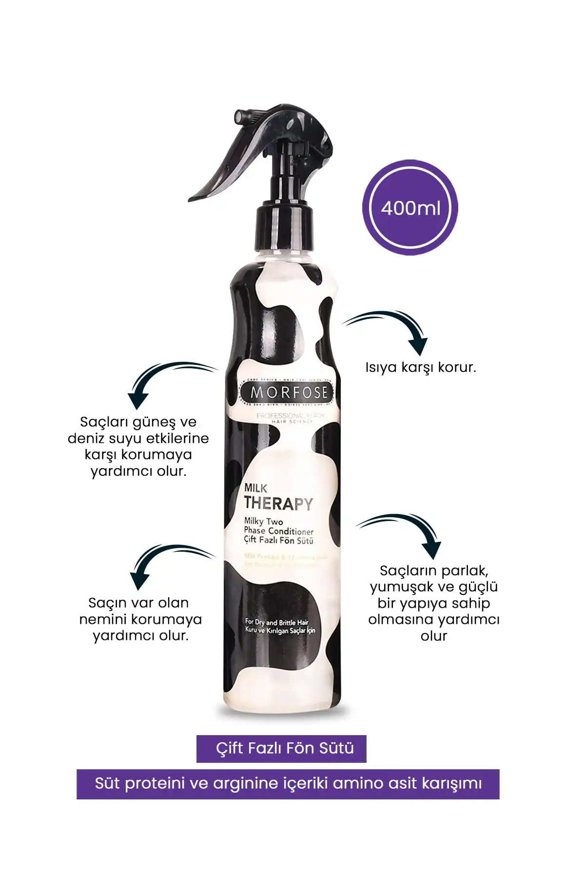 نظرات شیر ​​خشک دوفاز 400 میلی لیتری Morfose Milk Therapy - Trendyol برند   به رنگ   در دسته حالت دهنده مو