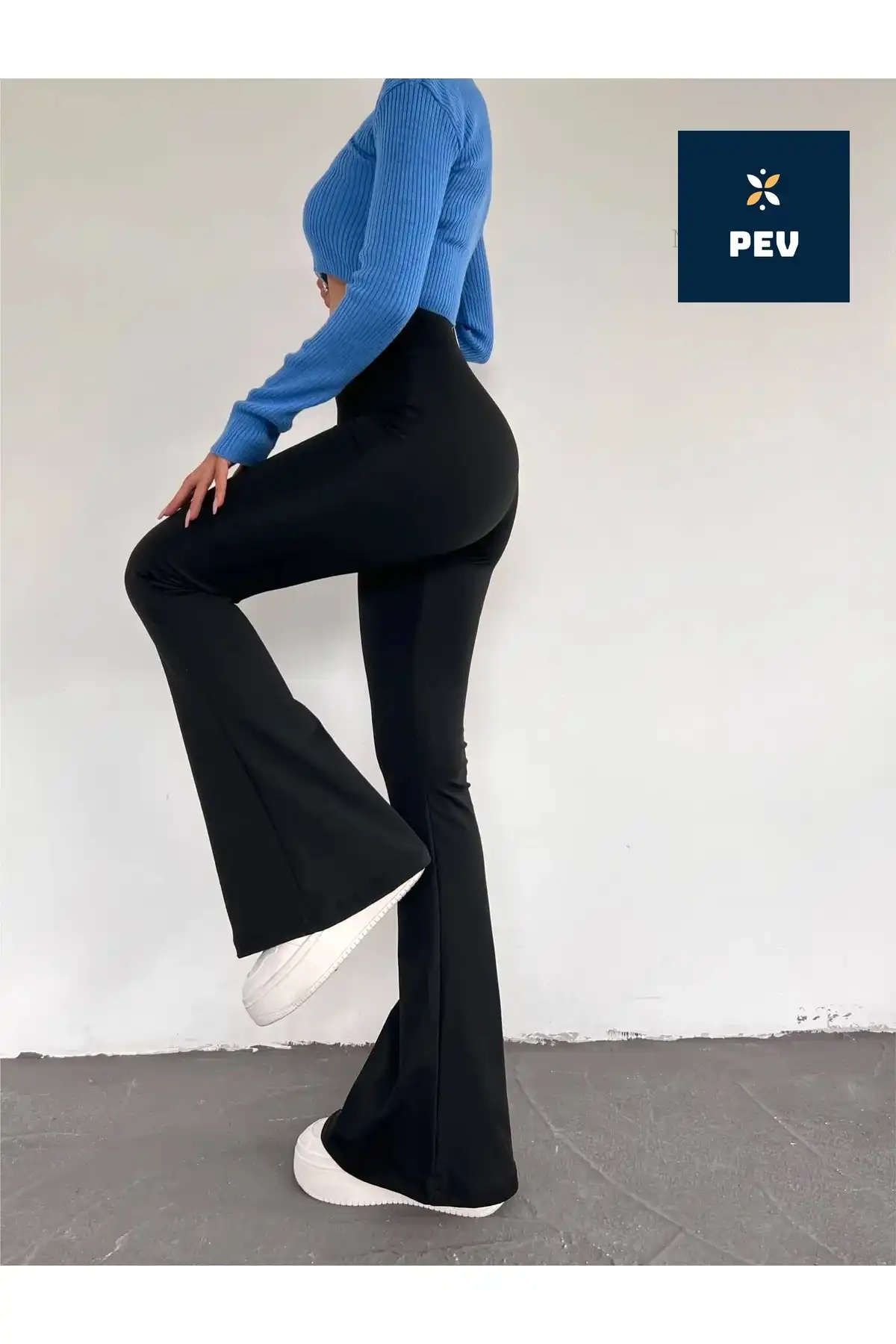 شلوار جوراب شلواری مشکی زنانه با کمر بلند غیر آشکار لیکرا با تناسب باریک برند   به رنگ  مشکی