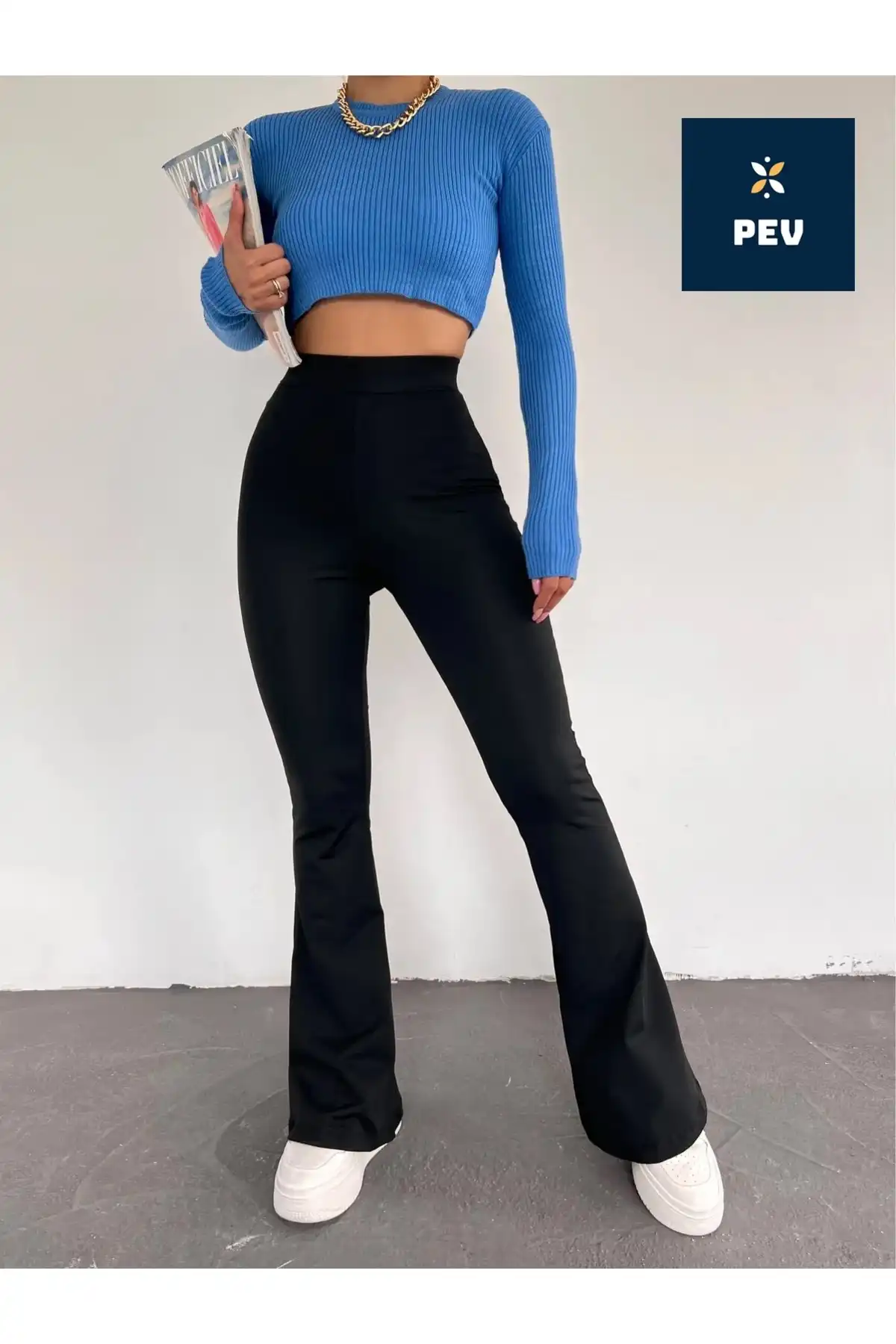 شلوار جوراب شلواری مشکی زنانه با کمر بلند غیر آشکار لیکرا با تناسب باریک برند   به رنگ  مشکی