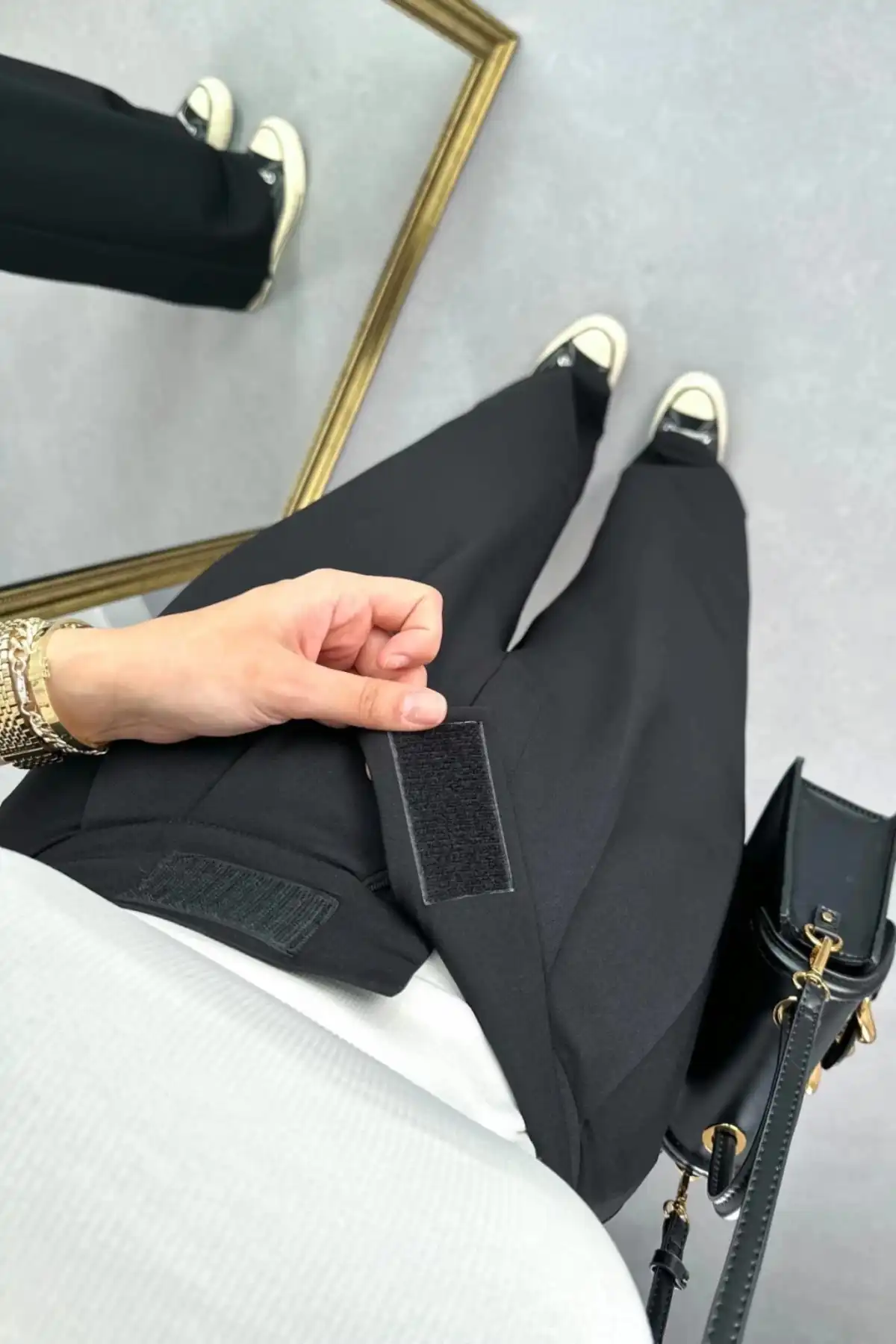 شلوار پالازو جیبی چین دار کمربلند مشکی زنانه برند   GRİLAND ( GRAYLAND )  به رنگ  مشکی