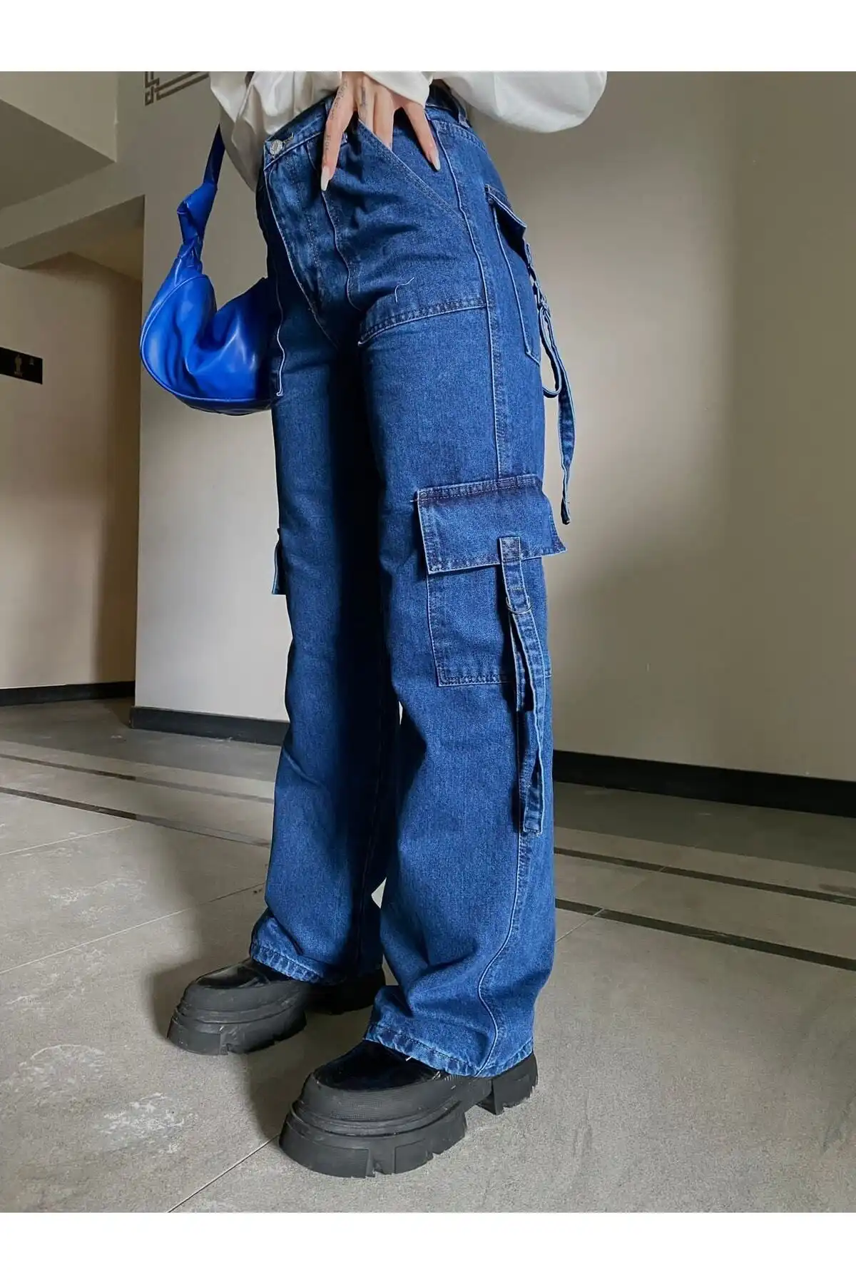 شلوار جیبی جدید کوکاد آبی باربری (یونیسکس) برند   Favorim50ton ( مورد علاقه من 50 تن )  به رنگ  آبی