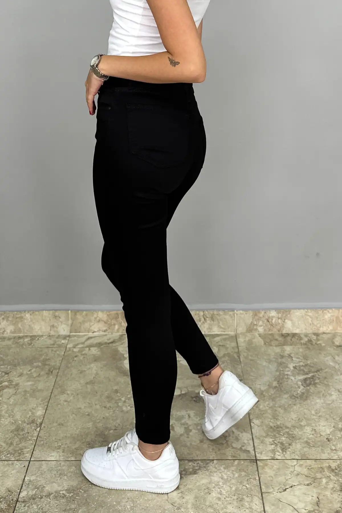 شلوار باریک کمر بلند لیکرا مشکی زنانه برند   Tam Moda ( فول مد )  به رنگ  مشکی