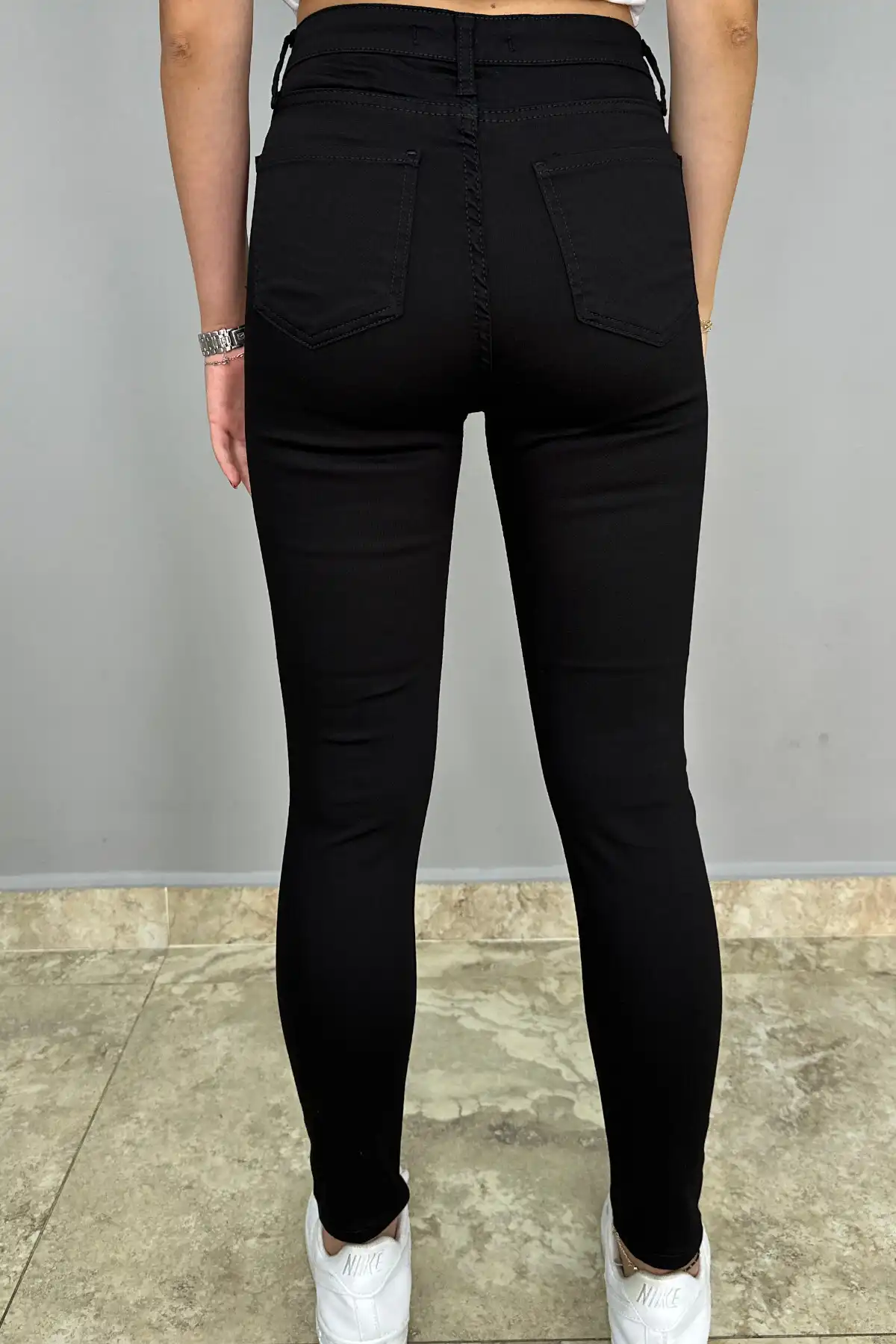 شلوار باریک کمر بلند لیکرا مشکی زنانه برند   Tam Moda ( فول مد )  به رنگ  مشکی