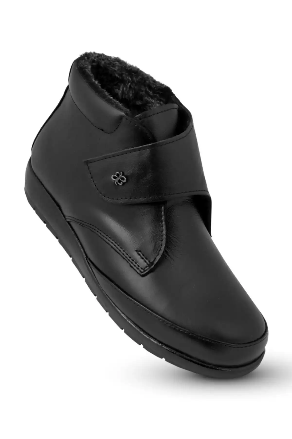 چکمه های مادر ارتوپدی خزدار چرم اصل بدون لغزش برند   KAPTAN JUNIOR ( کاپیتان جونیور )  به رنگ  مشکی