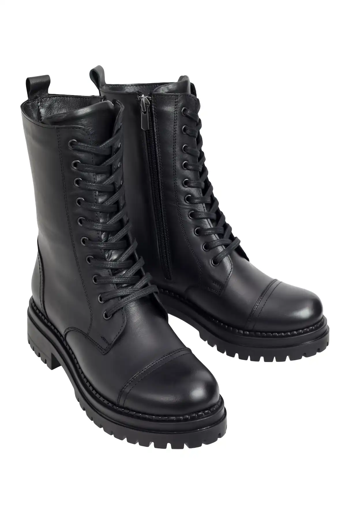 چکمه های زنانه الاستیک کنار چرم مات مشکی Carlo برند   sefayol ( sefayol )  به رنگ  مشکی