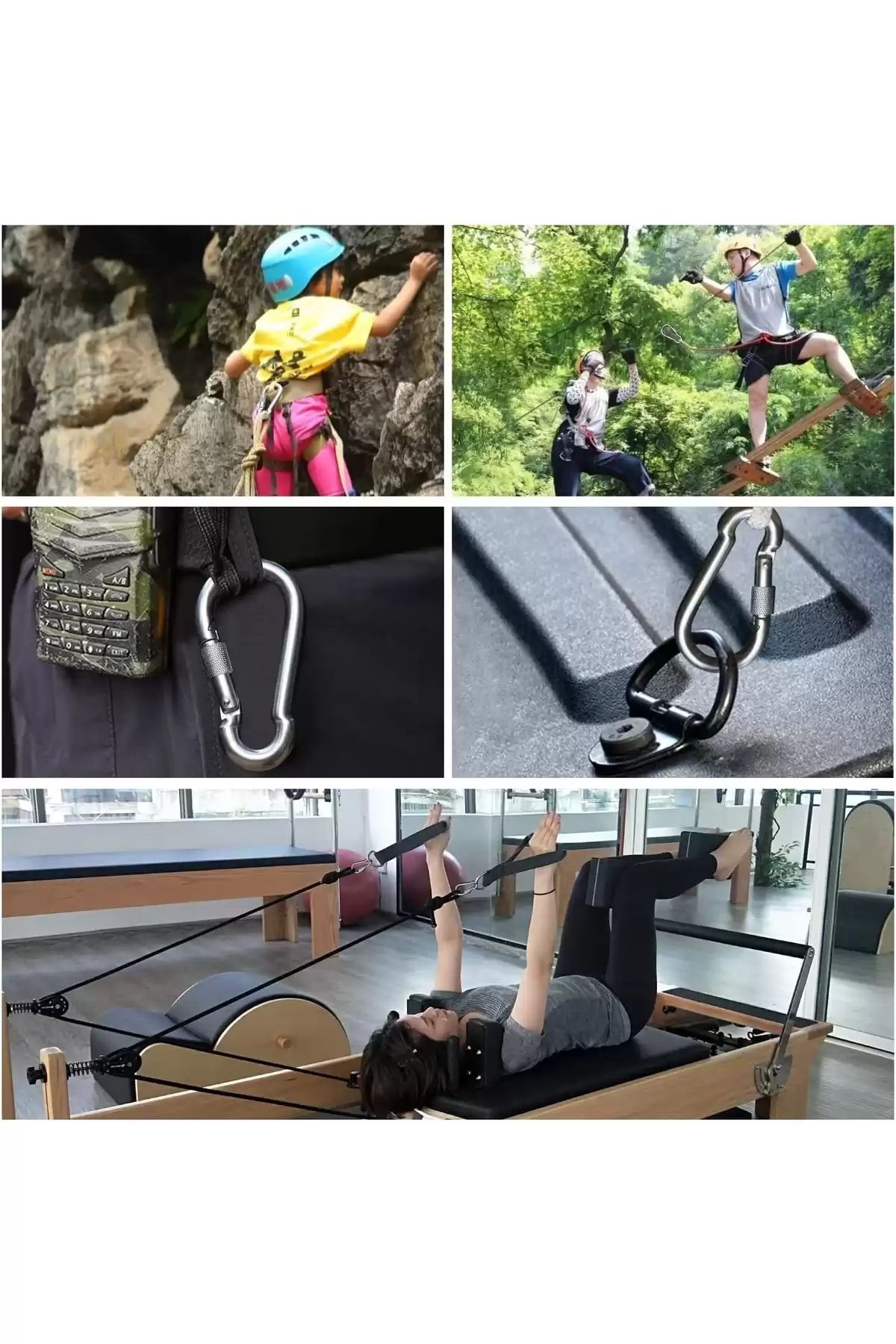 Carabiner 10 Pcs Screw Hook Locking Chain Key Chain قلاب صعود 10x100 میلی متر برند   ŞAKİR HIRDAVAT(سخت افزار ساکیر) به رنگ  فلزی