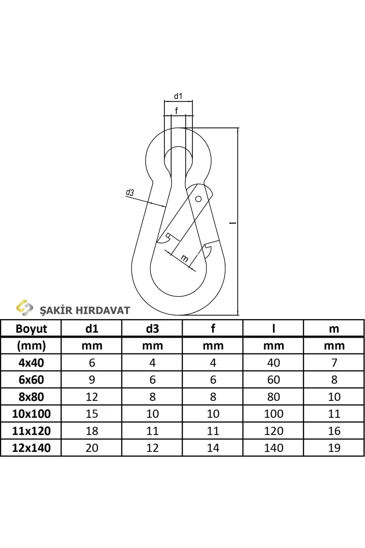 Carabiner 10 Pcs Screw Hook Locking Chain Key Chain قلاب صعود 10x100 میلی متر برند   ŞAKİR HIRDAVAT(سخت افزار ساکیر) به رنگ  فلزی