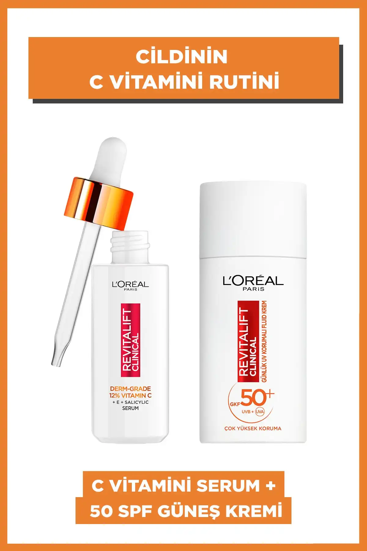 سرم روشن کننده 12% ویتامین C خالص Revitalift Clinical & ضد آفتاب صورت Spf 50+ UV Protected Face 50ml برند   به رنگ   در دسته ست مراقبت از پوست