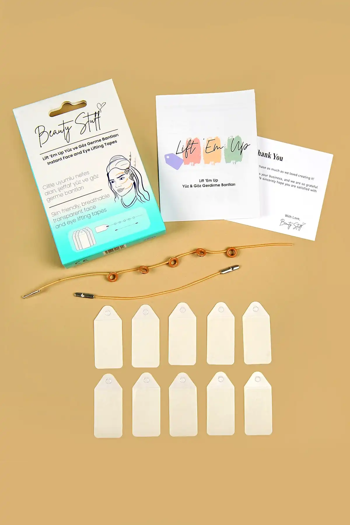 تایر BEIGE Lift 'Em Up Face & کش های گردن (بسته 10 عددی) برند   Lift Em Up(اونا رو بلند کن) به رنگ   در دسته ست مراقبت از پوست