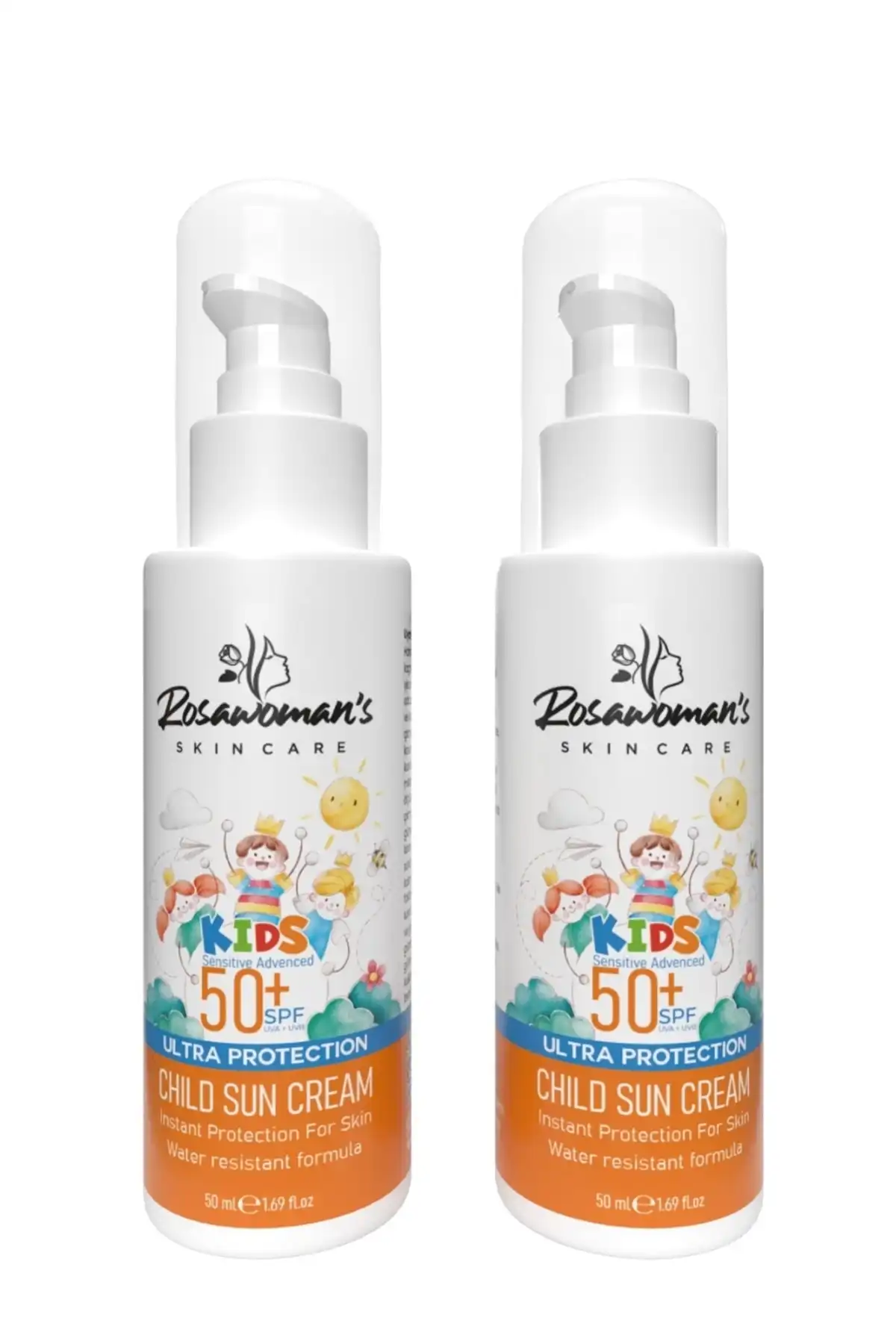 کرم ضد آفتاب کودکان ست 50 میلی لیتری 2 عددی برند   Rosawomans(زنان روزا) به رنگ   در دسته ضد آفتاب