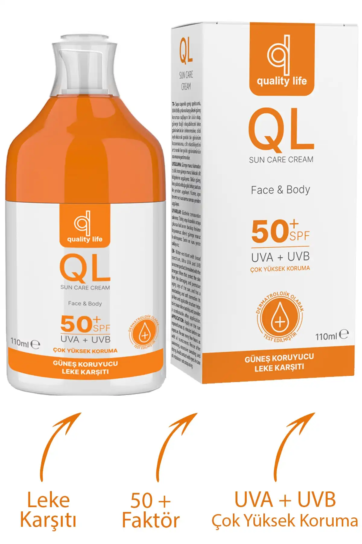 ضد آفتاب صورت Ql 50 Spf Factor Anti-Lemish 110 ml آب پایه برای پوست های خشک - چرب - مختلط برند   Quality Life(زندگی با کیفیت) به رنگ   در دسته ضد آفتاب