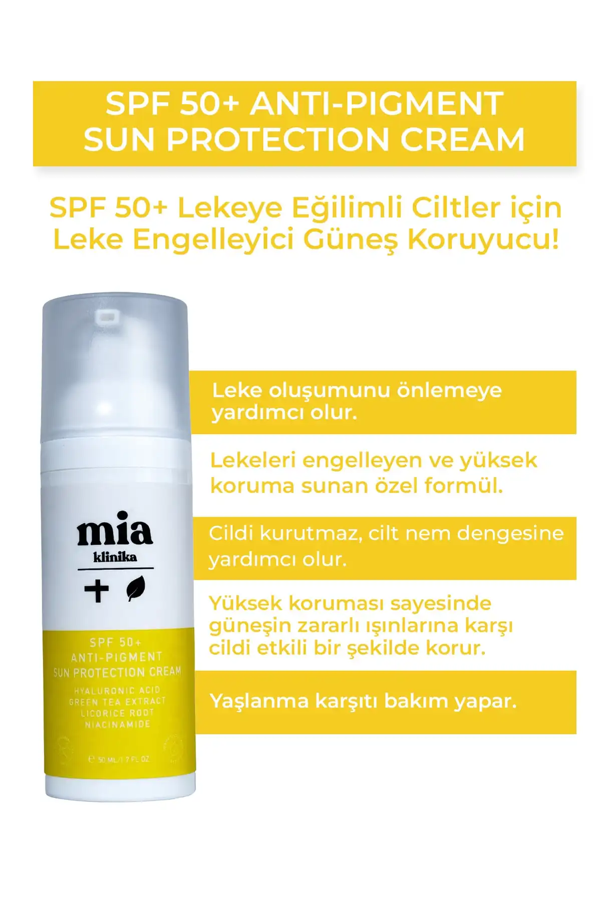 ضد آفتاب 50 Spf، ضد چروک و لک و ضد رنگدانه صورت برند   mia klinika(کلینیک میا) به رنگ   در دسته ضد آفتاب