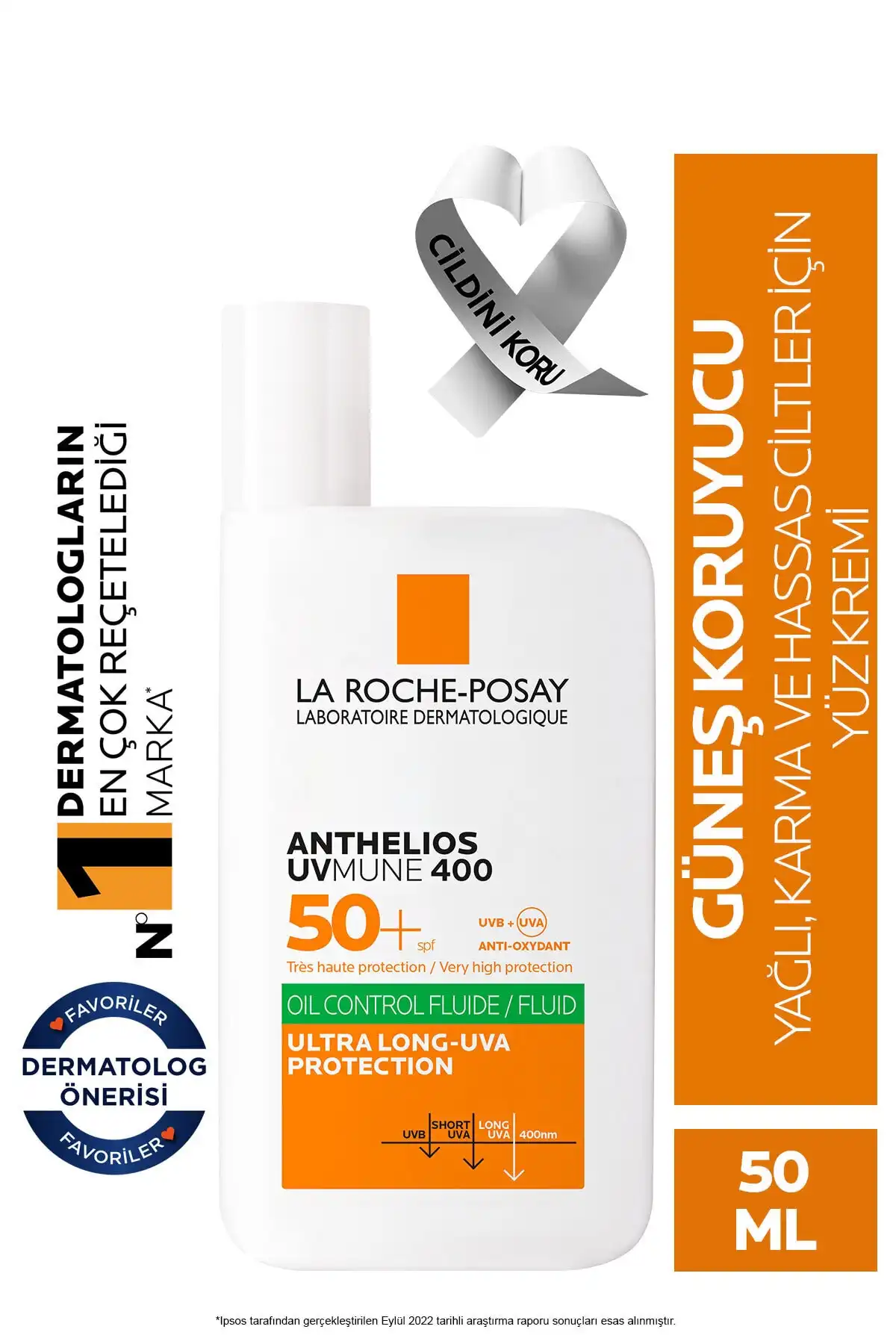 ضد آفتاب ضد آفتاب Anthelios Uvmune 400 Oil Control Fluid Spf50+ 50ml برند   La Roche Posay(لاروش پوسای) به رنگ   در دسته ضد آفتاب