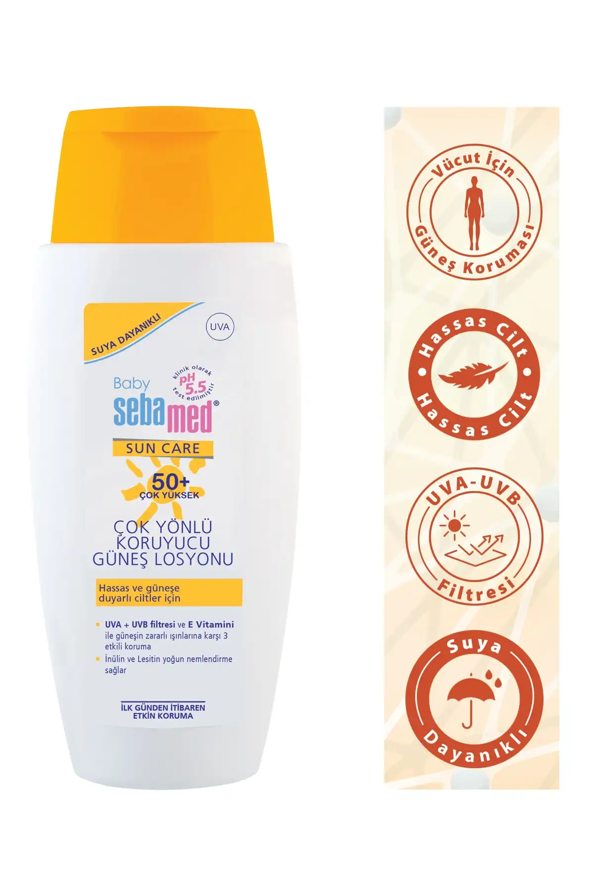 Sun Bebe 50+ Sun Lotion 150 ml برند   Sebamed(سبامد) به رنگ   در دسته ضد آفتاب