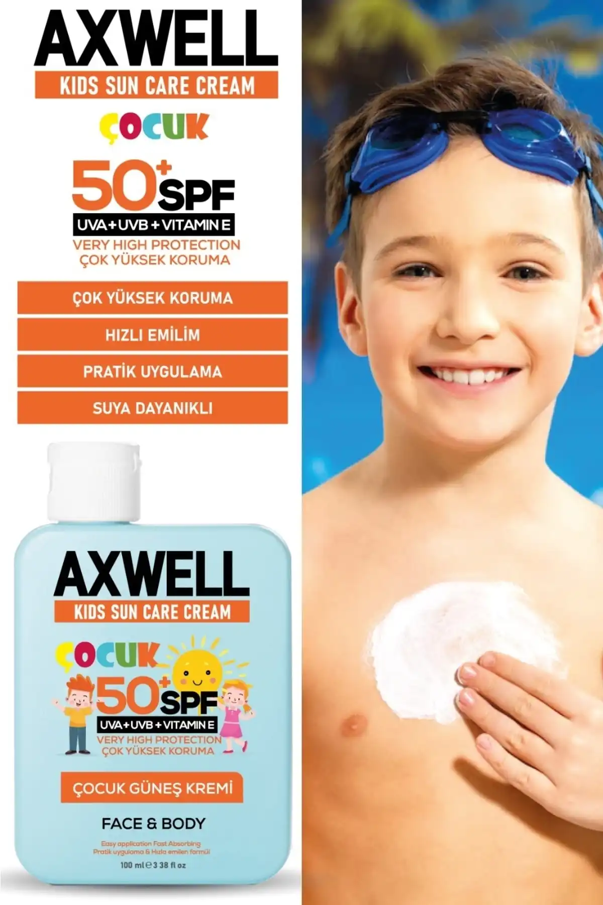 کرم ضد آفتاب کودکان با محافظت بسیار بالا + ویتامین E Spf 50 + 100 میلی لیتر برند   به رنگ   در دسته ضد آفتاب