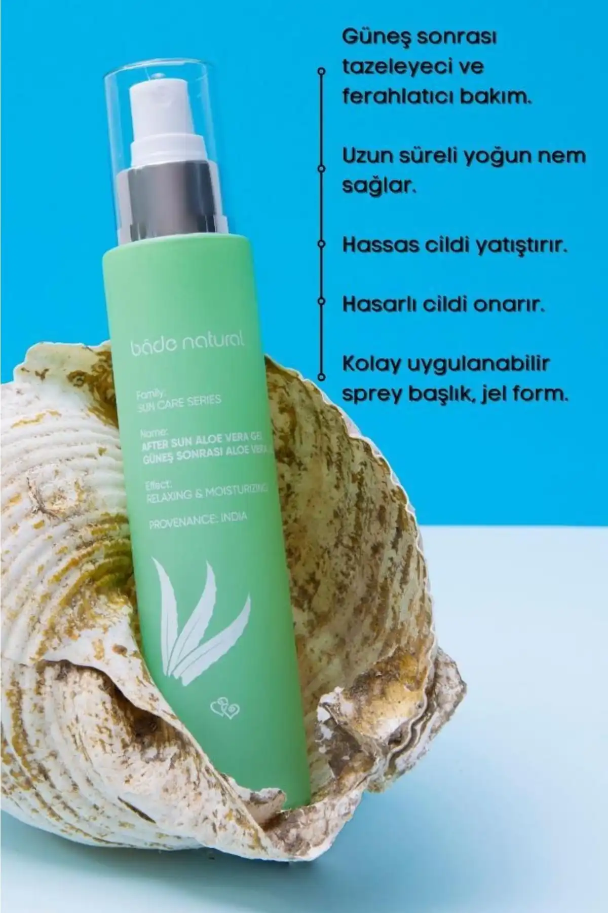 ژل آلوئه ورا افتر سان 100 میلی لیتر برند   Bade Natural(بد طبیعی) به رنگ   در دسته ضد آفتاب