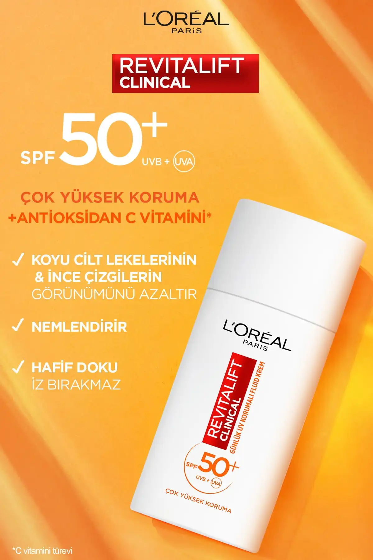 کرم ضد آفتاب صورت Revitalift Clinical Spf 50+ روزانه با محافظت در برابر اشعه ماوراء بنفش بالا 50 میلی لیتر برند   L'Oreal Paris(لورآل پاریس) به رنگ   در دسته ضد آفتاب