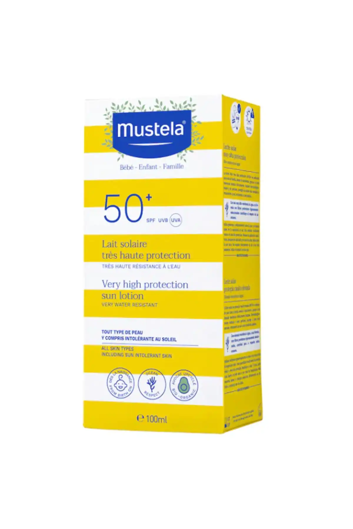 لوسیون ضد آفتاب با محافظت بسیار بالا Spf 50 100 میلی لیتر برند   Mustela(موستلا) به رنگ   در دسته ضد آفتاب