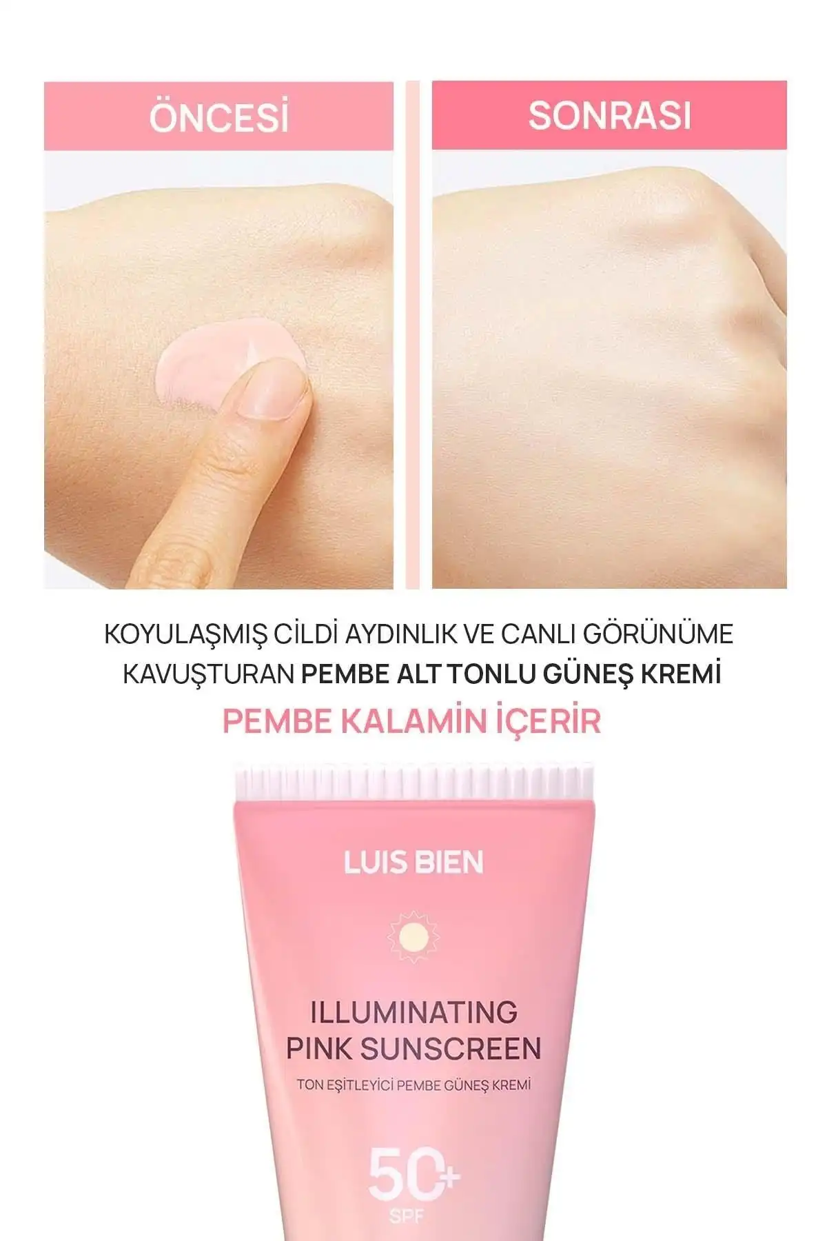 کرم ضد آفتاب صورتی رنگ با محافظت بالا برای همه پوست ها 50 میلی لیتر برند   Luis Bien(لوئیس بین) به رنگ   در دسته ضد آفتاب