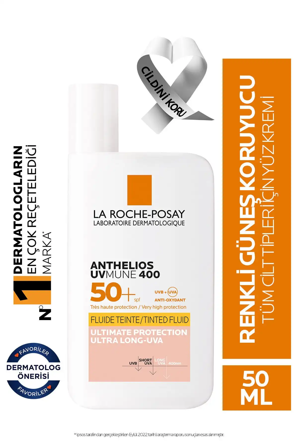 ضد آفتاب رنگی صورت Anthelios Uvmune Fluid SPF+50 با محافظت بالا برای همه پوست ها برند   La Roche Posay(لاروش پوسای) به رنگ   در دسته ضد آفتاب