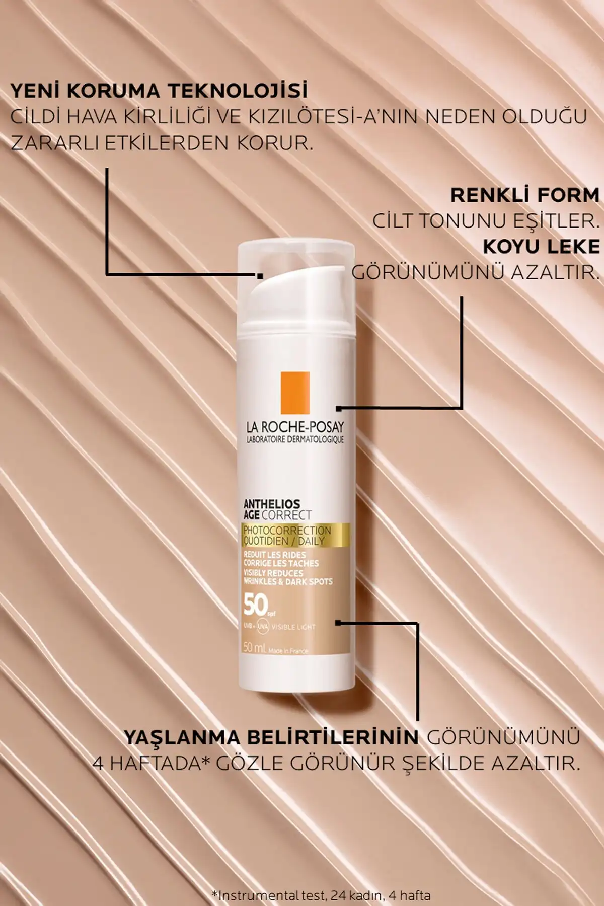 کرم ضد آفتاب صورت Anthelios Age Correct Spf50 با کانسیلر رنگی 50 میلی لیتری برند   La Roche Posay(لاروش پوسای) به رنگ   در دسته ضد آفتاب