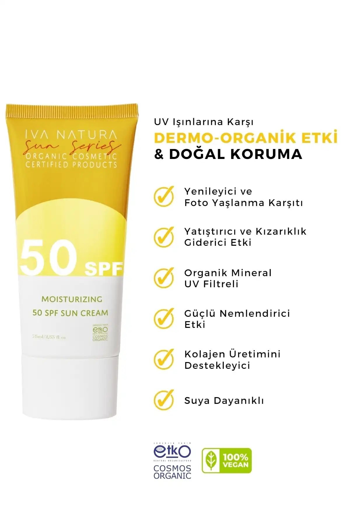 ضد آفتاب تجدید کننده و ضد پیری 50 Spf با فیلتر معدنی 75 میلی لیتر برند   Iva Natura(ایوا ناتورا) به رنگ   در دسته ضد آفتاب