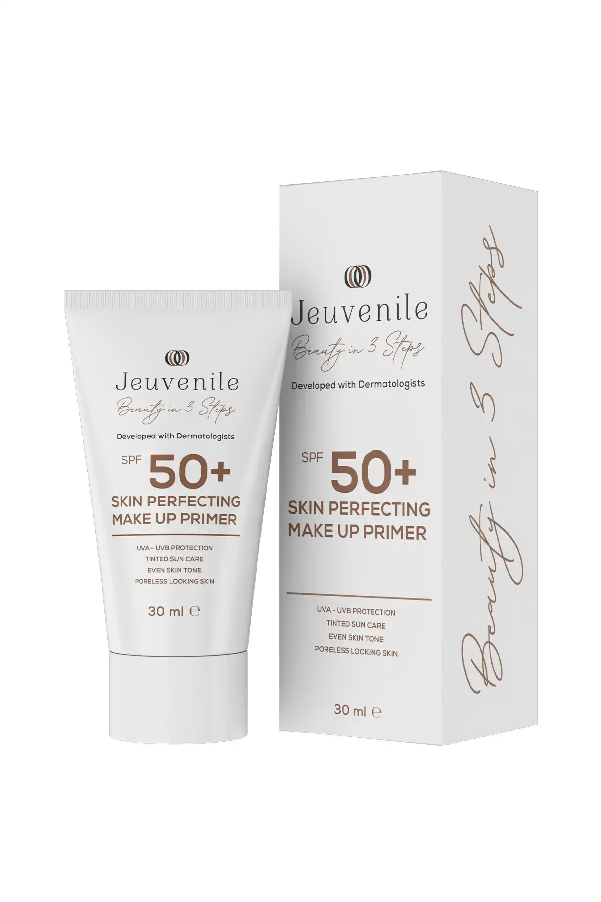 Spf 50 Skin Perfecting Make Up Primer ضد آفتاب پوشاننده منافذ میکاپ پرایمر 30 میلی لیتری برند   Jeuvenile(جوون) به رنگ   در دسته ضد آفتاب